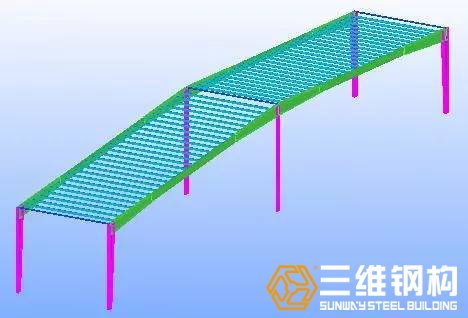 安装两榀屋架之间的檩条,形成稳定的框架体系